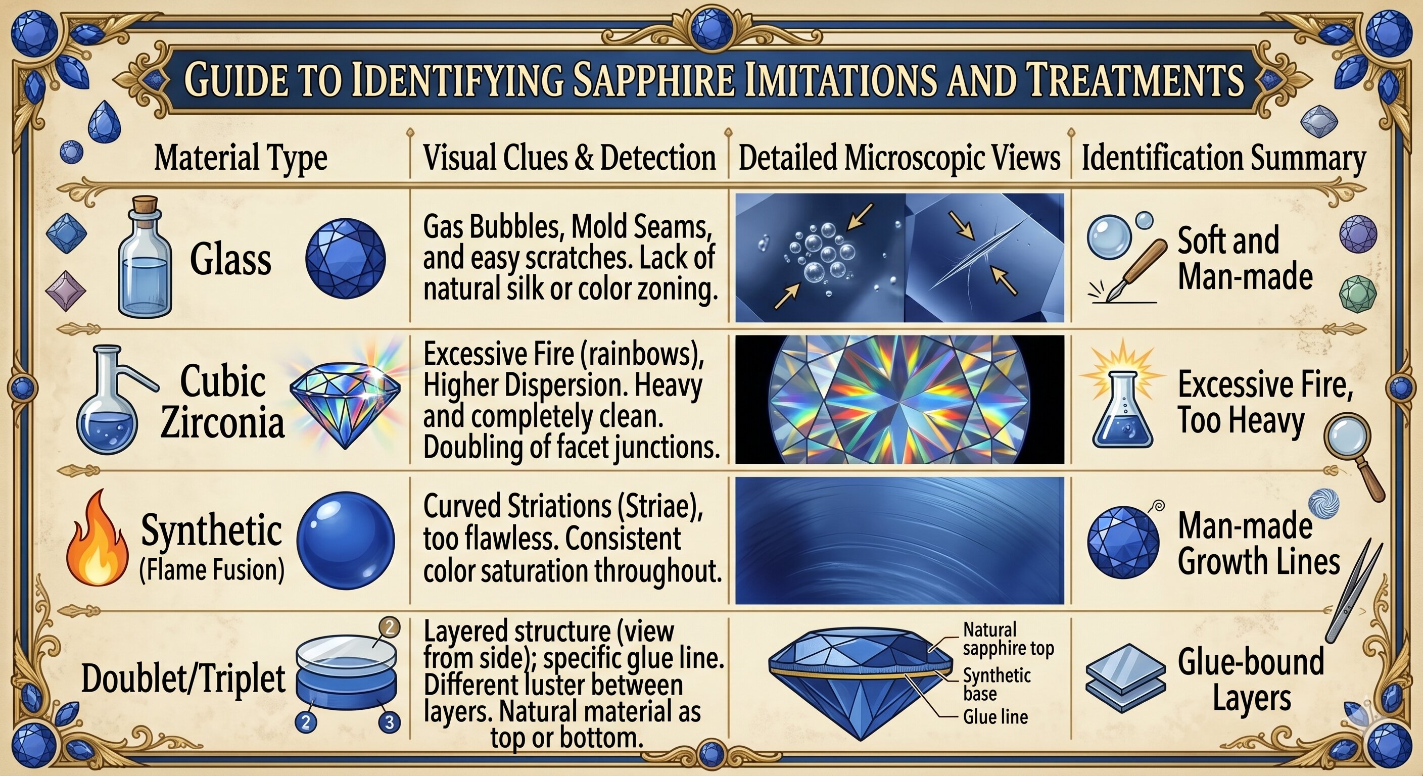 Guide to identifying sapphire imitations and treatments